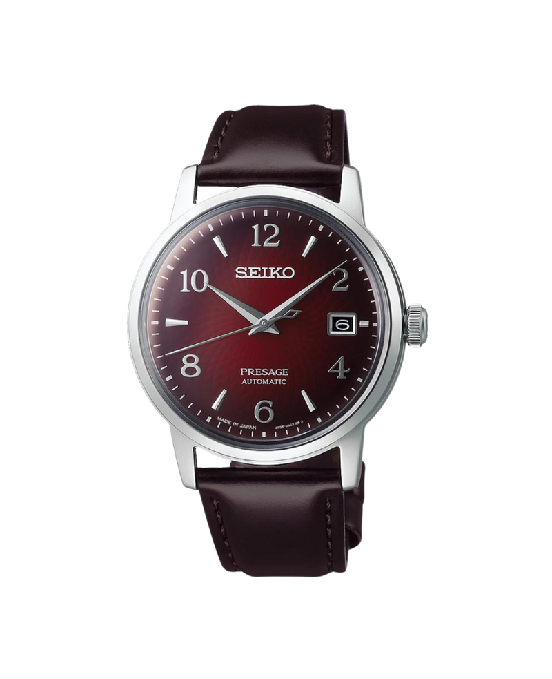 Seiko Presage Cocktail Automático SRPE41J1 reloj hombre acero esfera granate