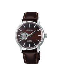 Seiko Presage Cocktail Automático SSA783J1 reloj mujer acero plateado esfera marrón correa cuero