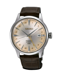 Seiko Presage Cocktail SSK041J1 reloj hombre acero esfera champagne correa cuero marrón