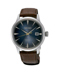 Seiko Presage Cocktail SRPK15J1 reloj hombre acero esfera azul correa cuero marrón