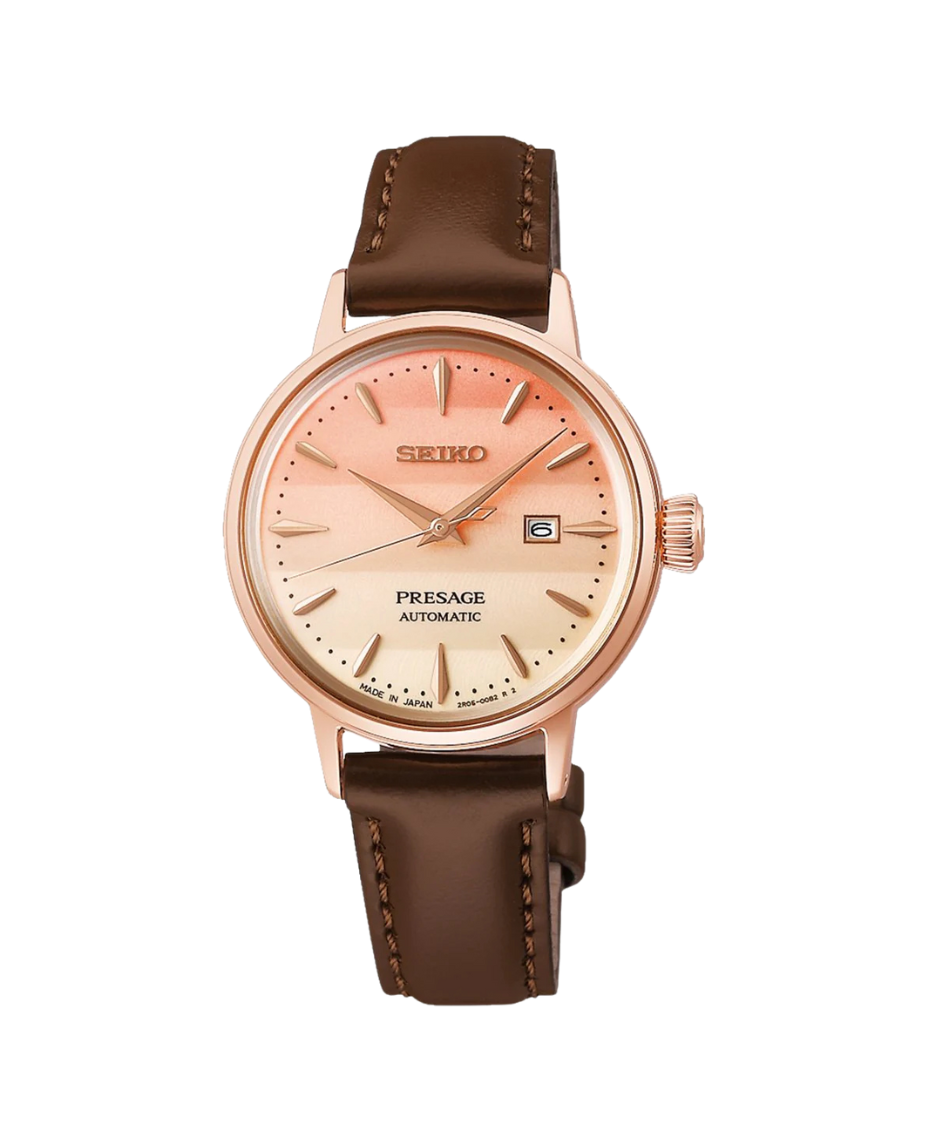 Seiko Presage Cocktail Time SRE014J1 reloj mujer acero oro rosa esfera dorada