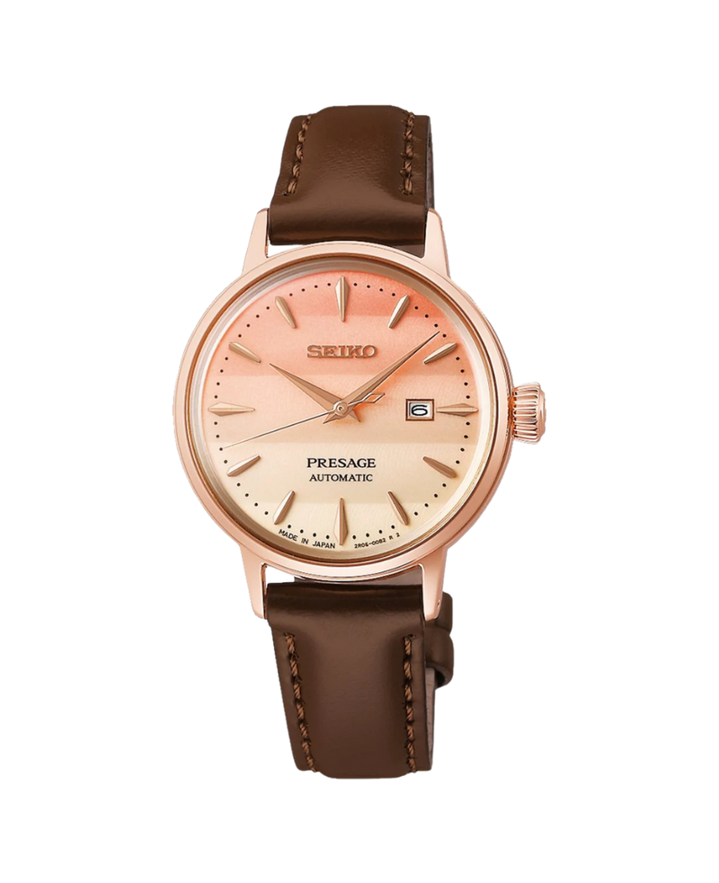 Seiko Presage Cocktail Time SRE014J1 reloj mujer acero oro rosa esfera dorada