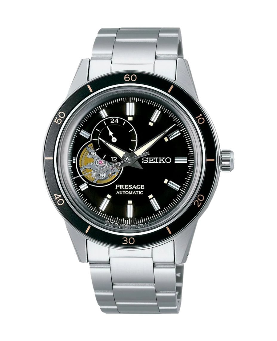 Seiko Presage Style 60's Skeleton SSA425J1 reloj hombre acero negro esqueletizado