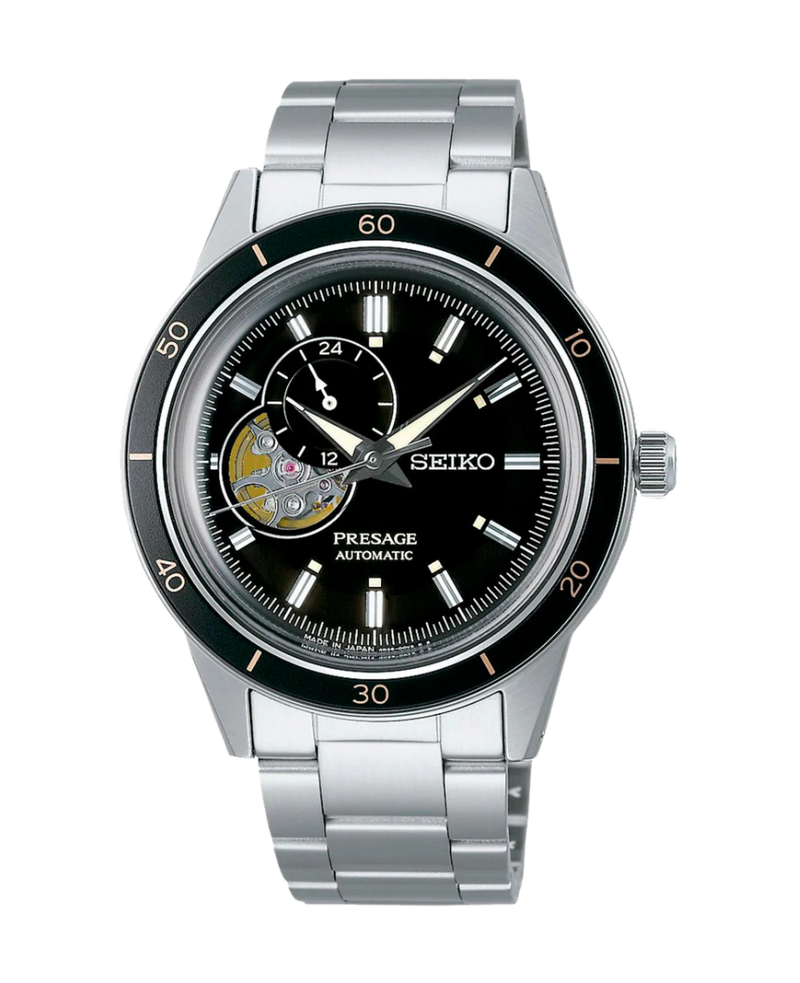 Seiko Presage Style 60's Skeleton SSA425J1 reloj hombre acero negro esqueletizado