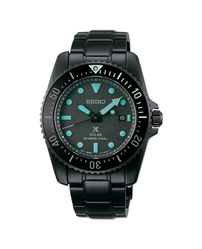 Seiko Prospex Black Series Night Vision Solar SNE587P1 reloj hombre acero negro