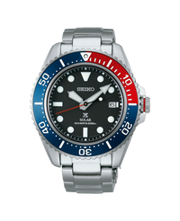 Seiko Prospex Diver's Solar SNE591P1 reloj hombre acero bisel azul rojo