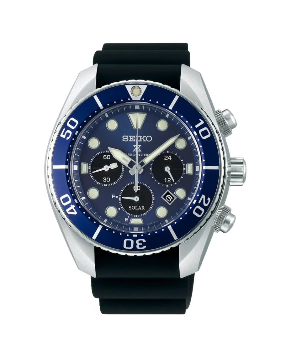 Seiko Prospex Diver's Sumo Cronógrafo Solar SSC759J1 reloj hombre acero esfera azul