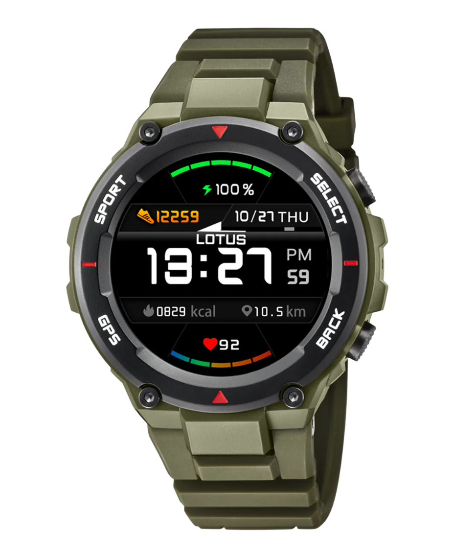 Lotus Smartwatch 50024/3 reloj hombre caucho negro correa verde inteligente