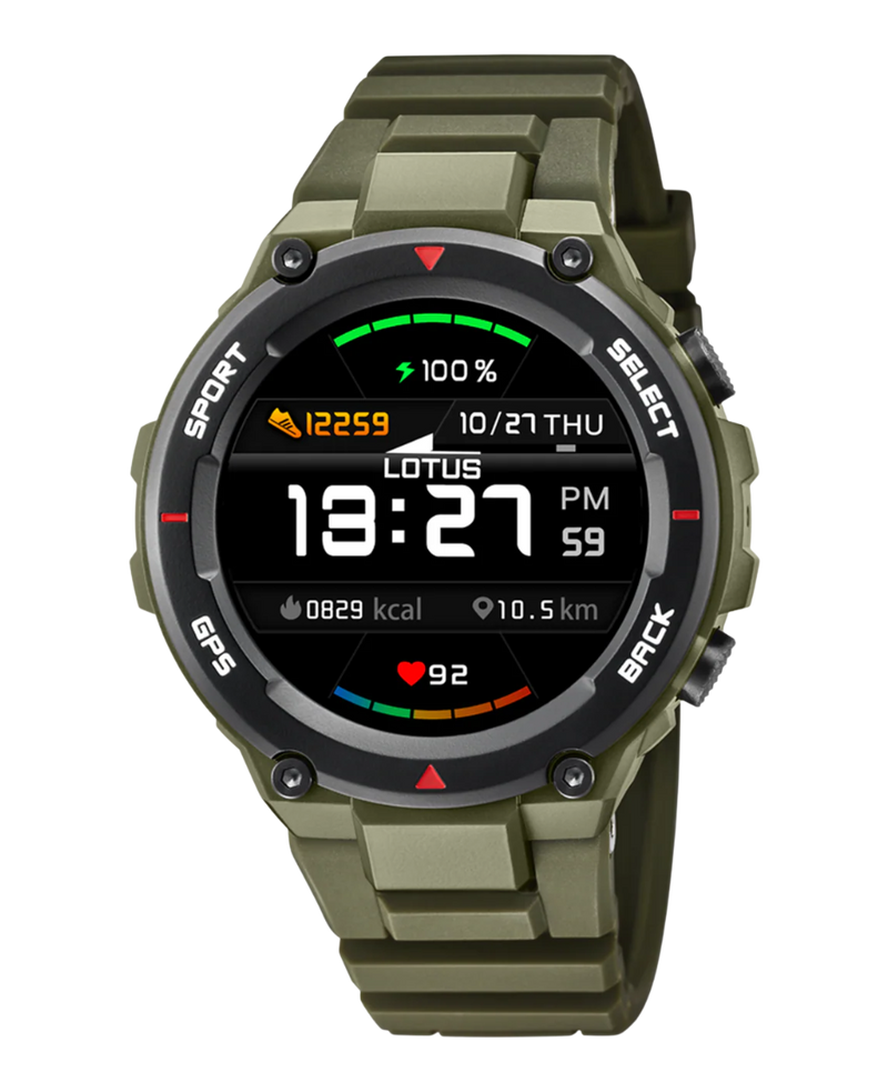 Lotus Smartwatch 50024/3 reloj hombre caucho negro correa verde inteligente