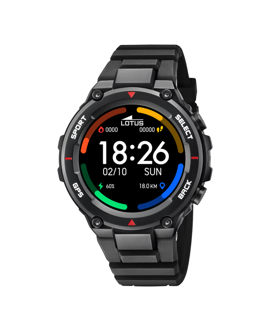 Lotus Smartwatch 50024/4 reloj inteligente hombre caucho negro con esfera negra